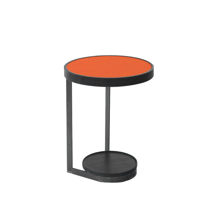 미스틱 오렌지 원목 사이드 테이블 침대 협탁 철제 테이블