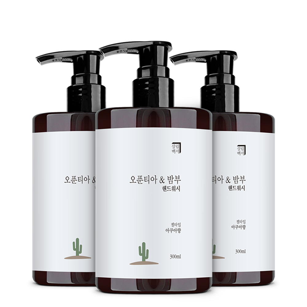살림백서 오푼티아&밤부 핸드워시 젤타입 아쿠아향 300ml 3개입