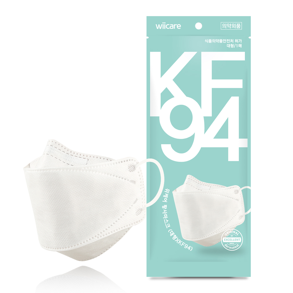 위케어 KF94 화이트 대형 1매입 황사마스크 미세먼지 마스크 귀편한 - 상품 이미지