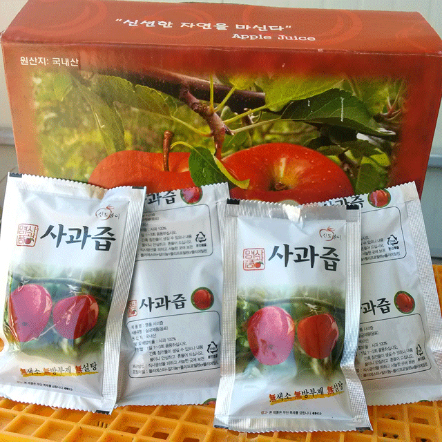 아부지사과농장 직접 농사짓고 짠 사과즙 100% 생과일즙 125ml x 100개입 2박스