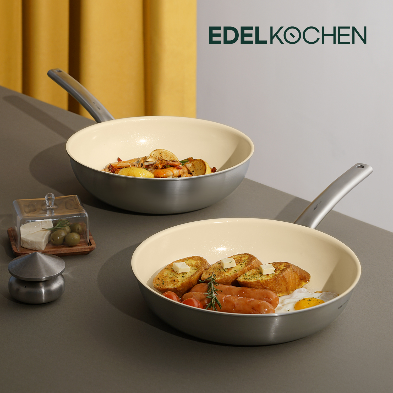 에델코첸 통3중 인덕션 올뉴이지프리즘 세라믹코팅팬 소이밀크 후라이팬 +웍팬 24