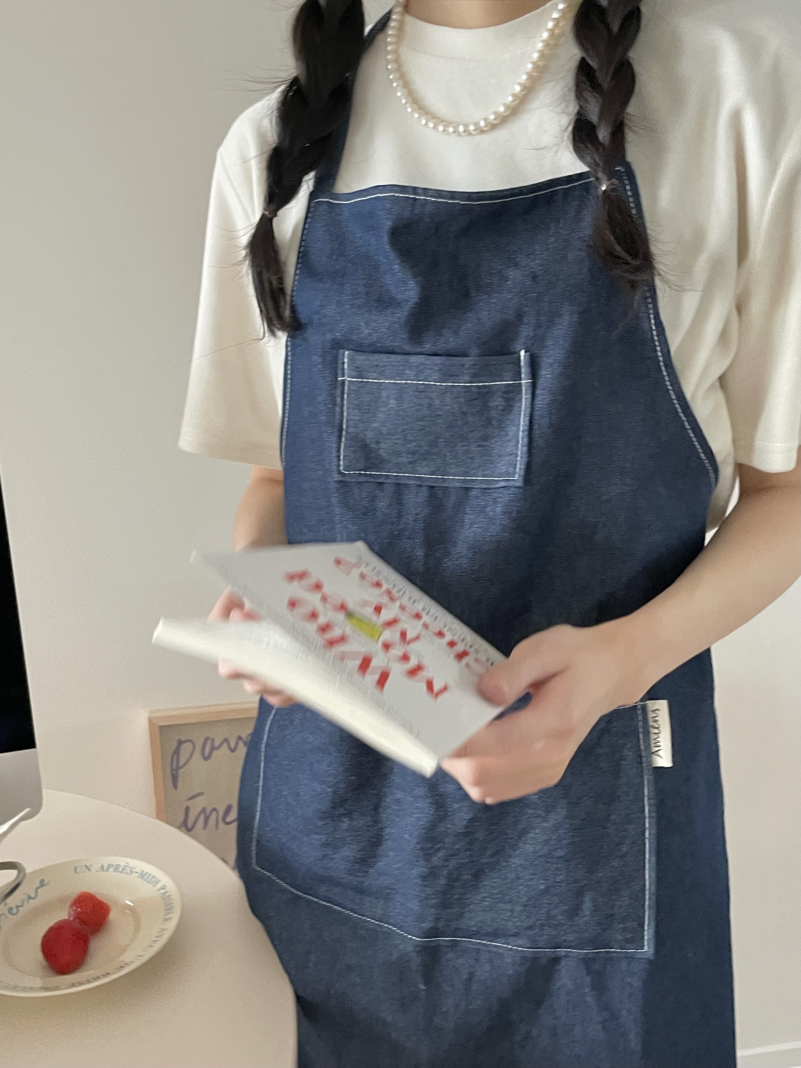 아미앙스 앞치마 예쁜 카페 명함 공방 에이프런 - 상세 이미지 5