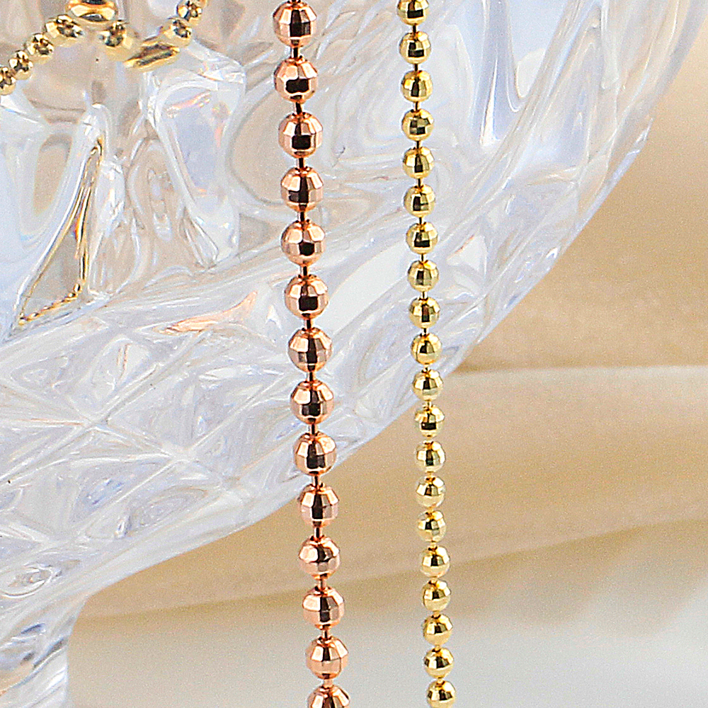 14K 미러 볼 목걸이 커팅 체인 줄 1.5mm 골드 레이어드 군번 줄 기본 베이직 - 상세 이미지 3