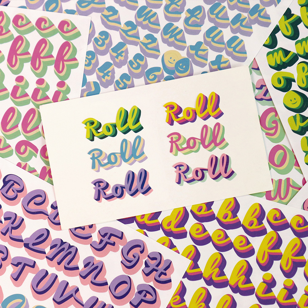 아이코닉 롤링 알파벳 숫자 스티커팩 (다꾸 폴꾸 글씨 이니셜 리무버블 다이어리 데코) 제품 이미지