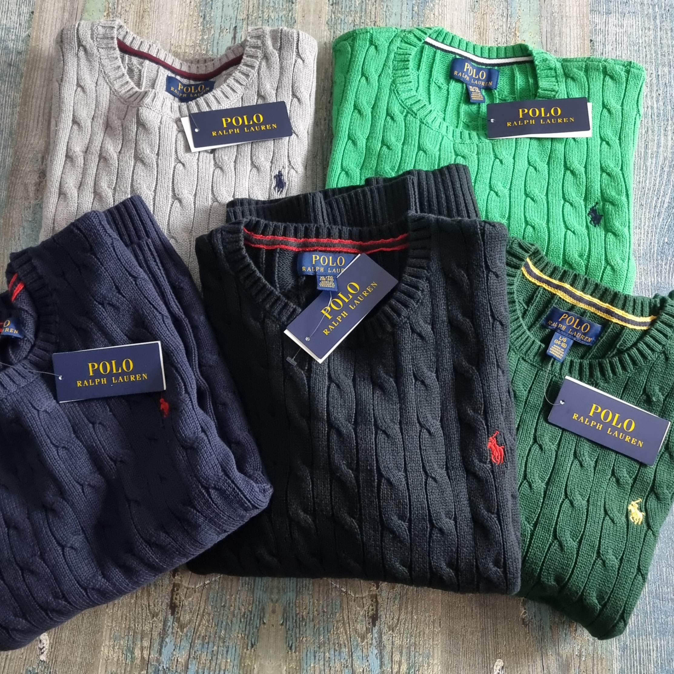 폴로 랄프로렌 보이즈 케이블 꽈배기 라운드 니트 제품 이미지