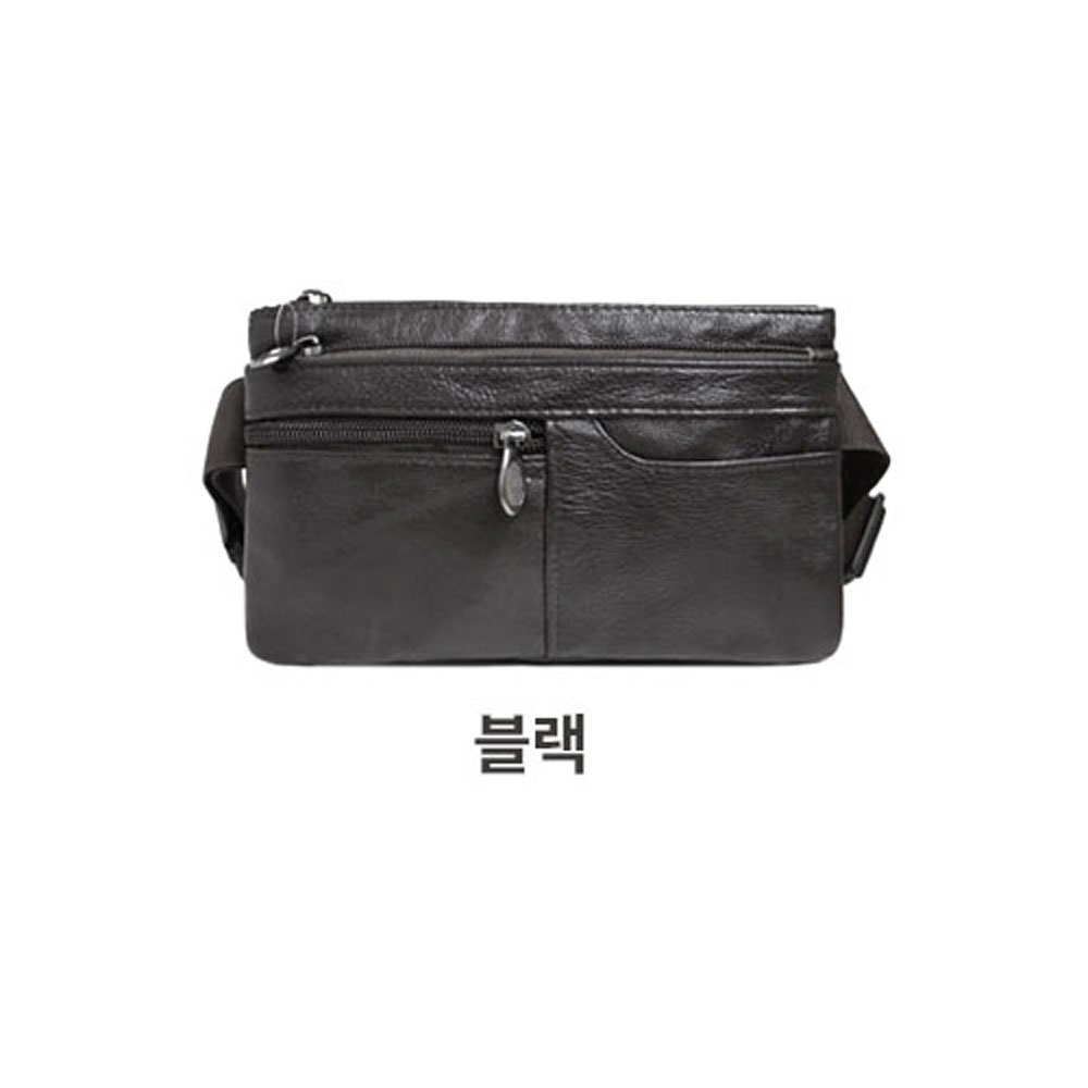 천연 소가죽 허리 지갑 힙색 가방 웨이스트백 남자 가죽 메신저 슬링백 미니 힙쌕 가방 - 상세 이미지 3