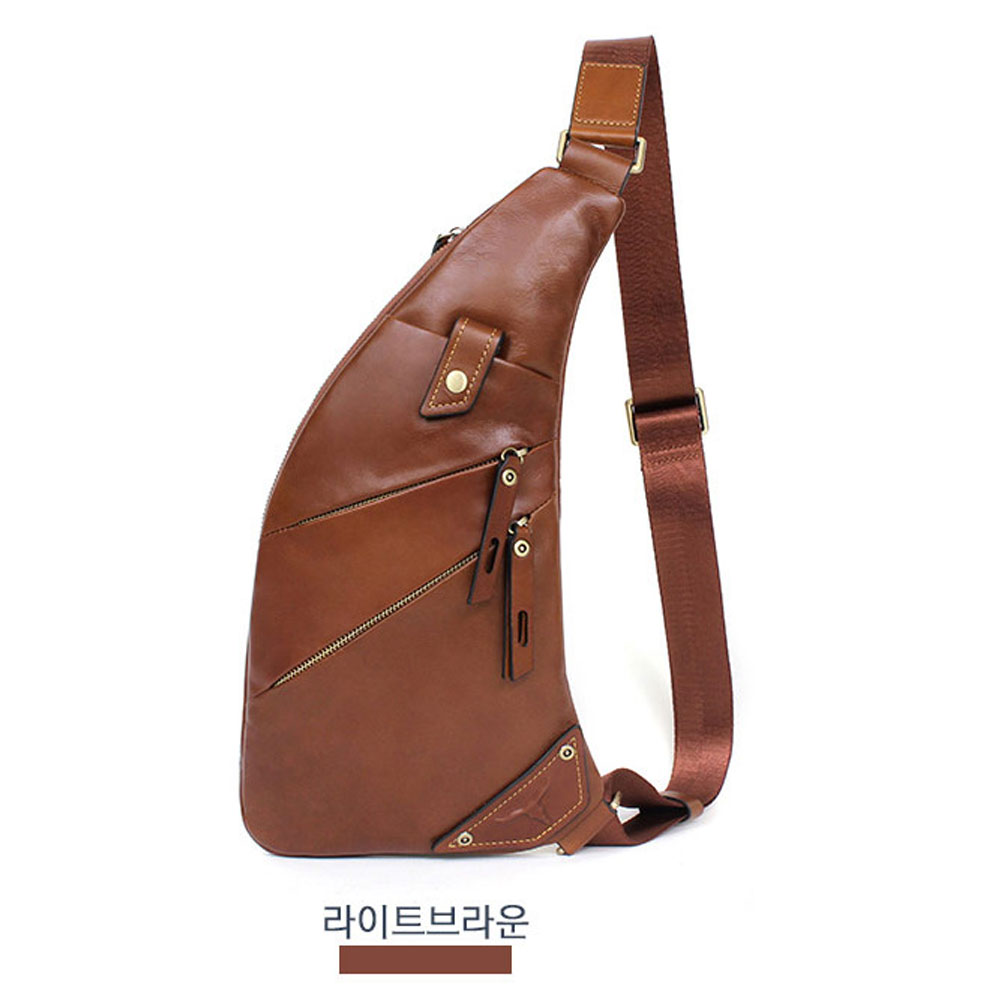 가죽 새들백 남자 핸드폰 지갑 천연 소가죽 크로스백 고급 슬링백 유니크한 메신저 가방 - 상세 이미지 3