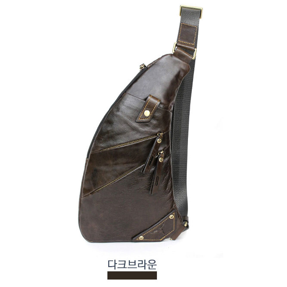 가죽 새들백 남자 핸드폰 지갑 천연 소가죽 크로스백 고급 슬링백 유니크한 메신저 가방 - 상세 이미지 2