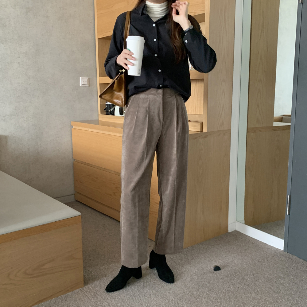 루즈핏 피치 기모 겨울 여성 레이어드 이너 코튼 셔츠 블라우스 남방 드뮤어룩 - 상세 이미지 4