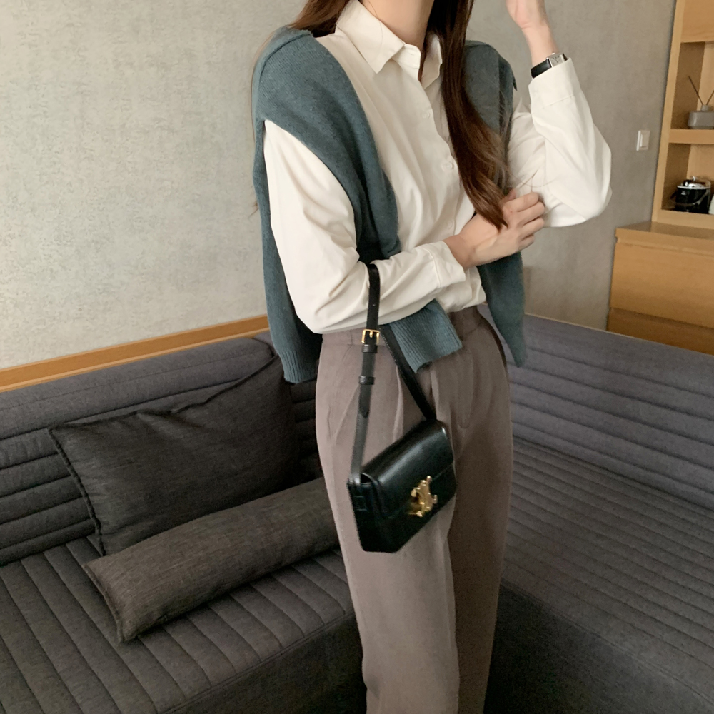 루즈핏 피치 기모 여성 셔츠 블라우스 레이어드 코튼 여자 가을 겨울 셔츠 블라우스 남방 - 상세 이미지 3