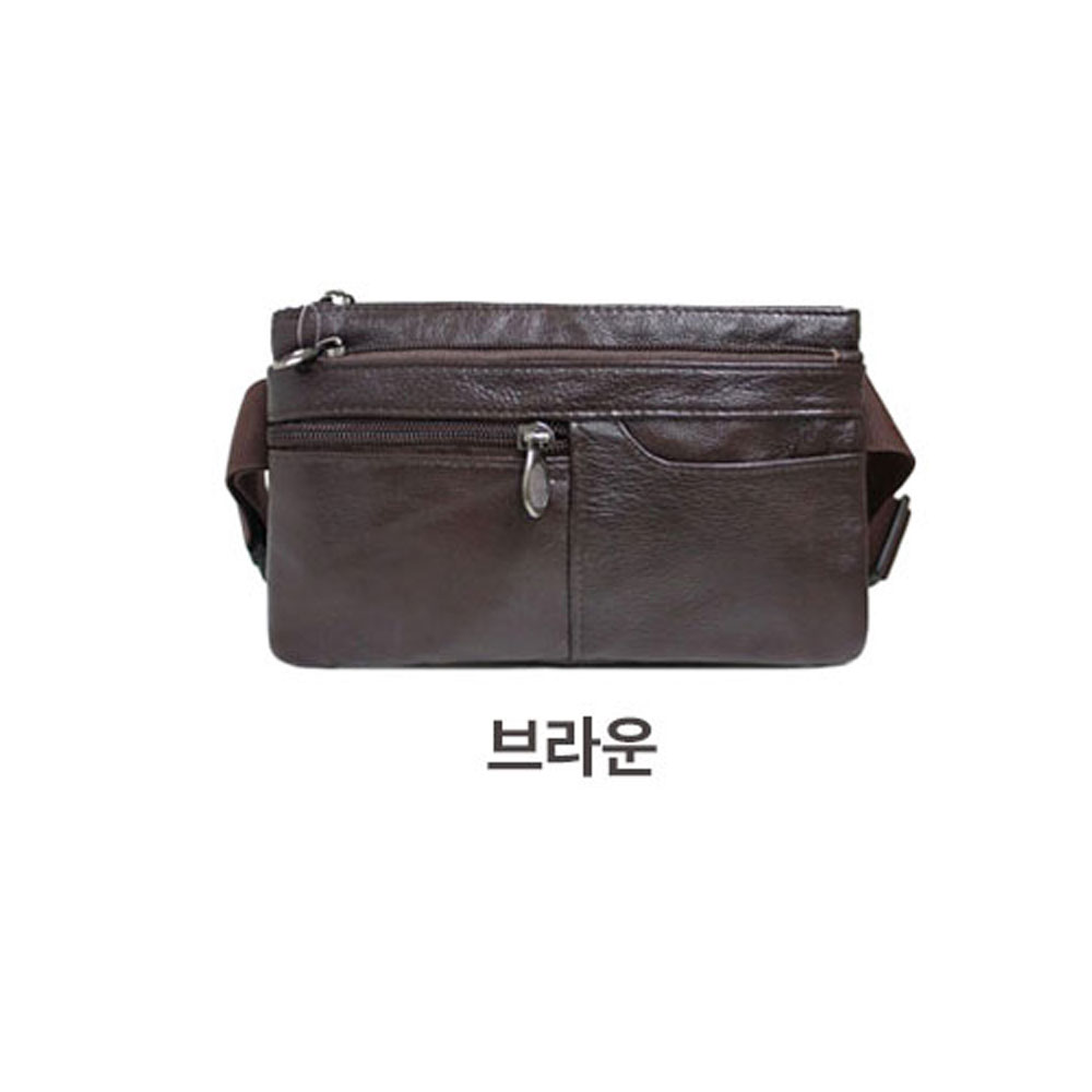 천연 소가죽 허리 지갑 힙색 가방 웨이스트백 남자 가죽 메신저 슬링백 미니 힙쌕 가방 - 상세 이미지 2