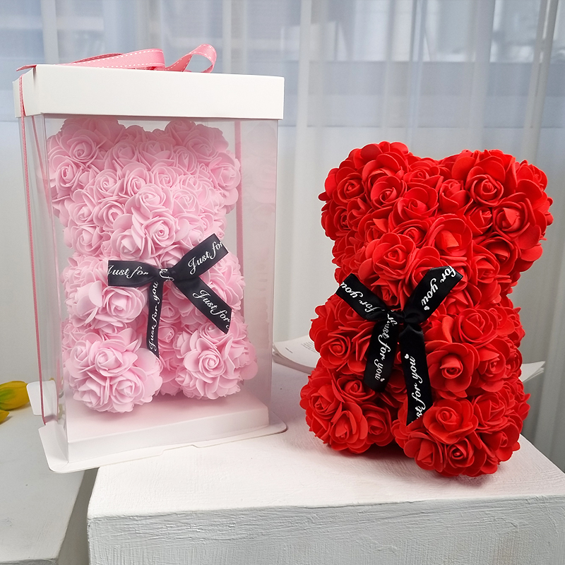 로즈베어곰돌이(대)45cm 장미곰돌이 플라워박스 꽃다발 비누꽃 생일 로즈데이 성년의날선물 - 상세 이미지 5