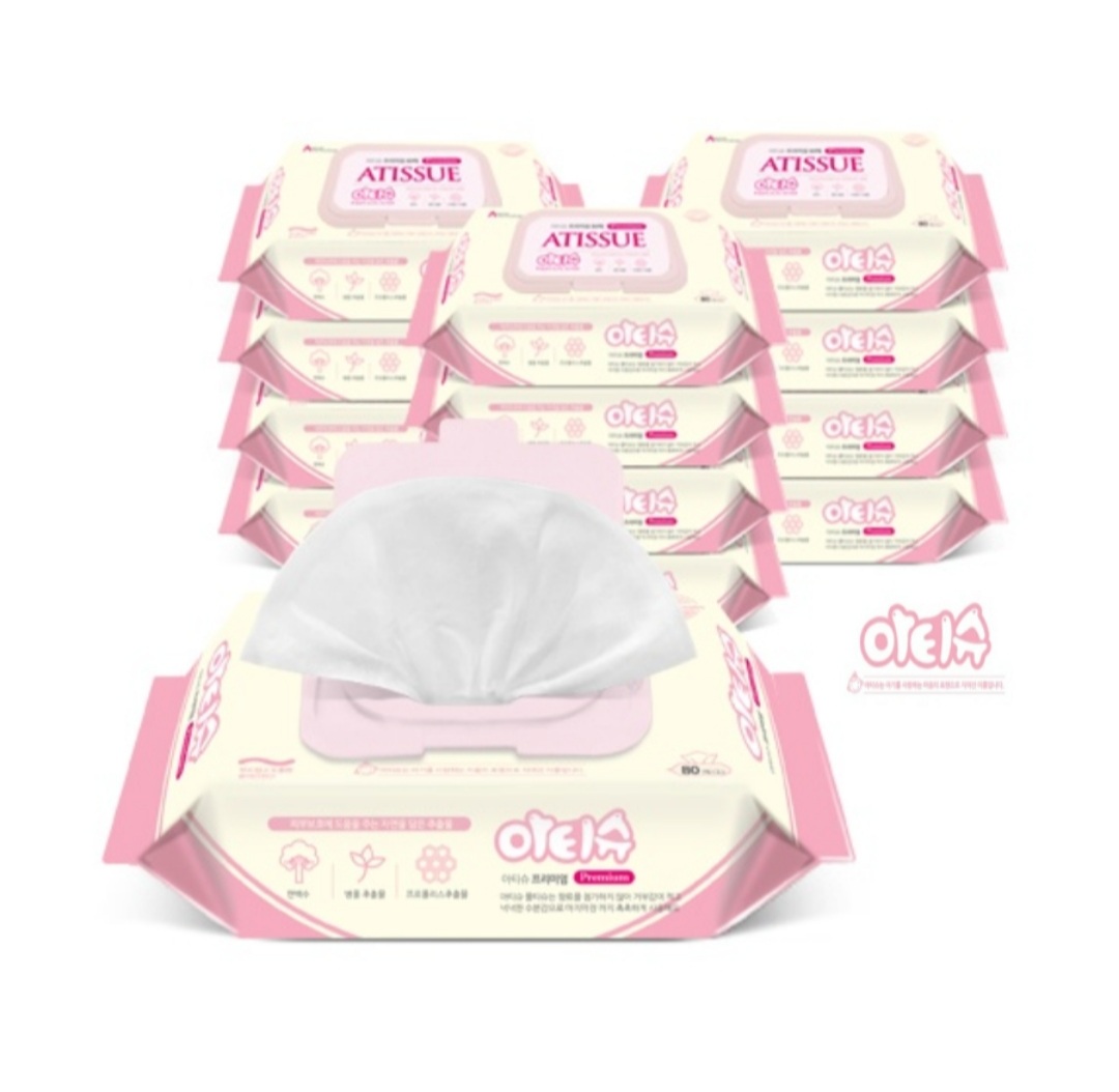 아티슈 프리미엄 영유아 물티슈 캡형 80매12팩