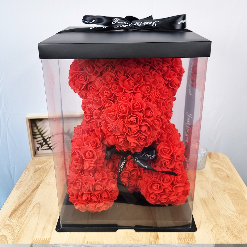 로즈베어곰돌이(대)45cm 장미곰돌이 플라워박스 꽃다발 비누꽃 생일 로즈데이 성년의날선물 - 상세 이미지 3
