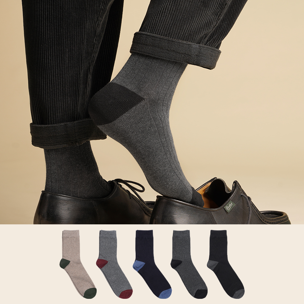 삭피엔스 남자 중목 패션 양말 포인트 골지 5color N배송