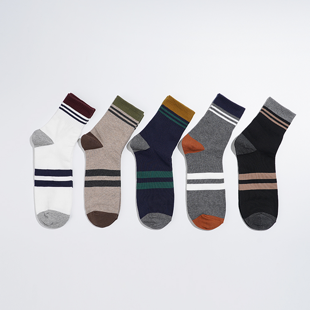 삭피엔스 남자 중목 패션 양말 배색 투라인 5color N배송