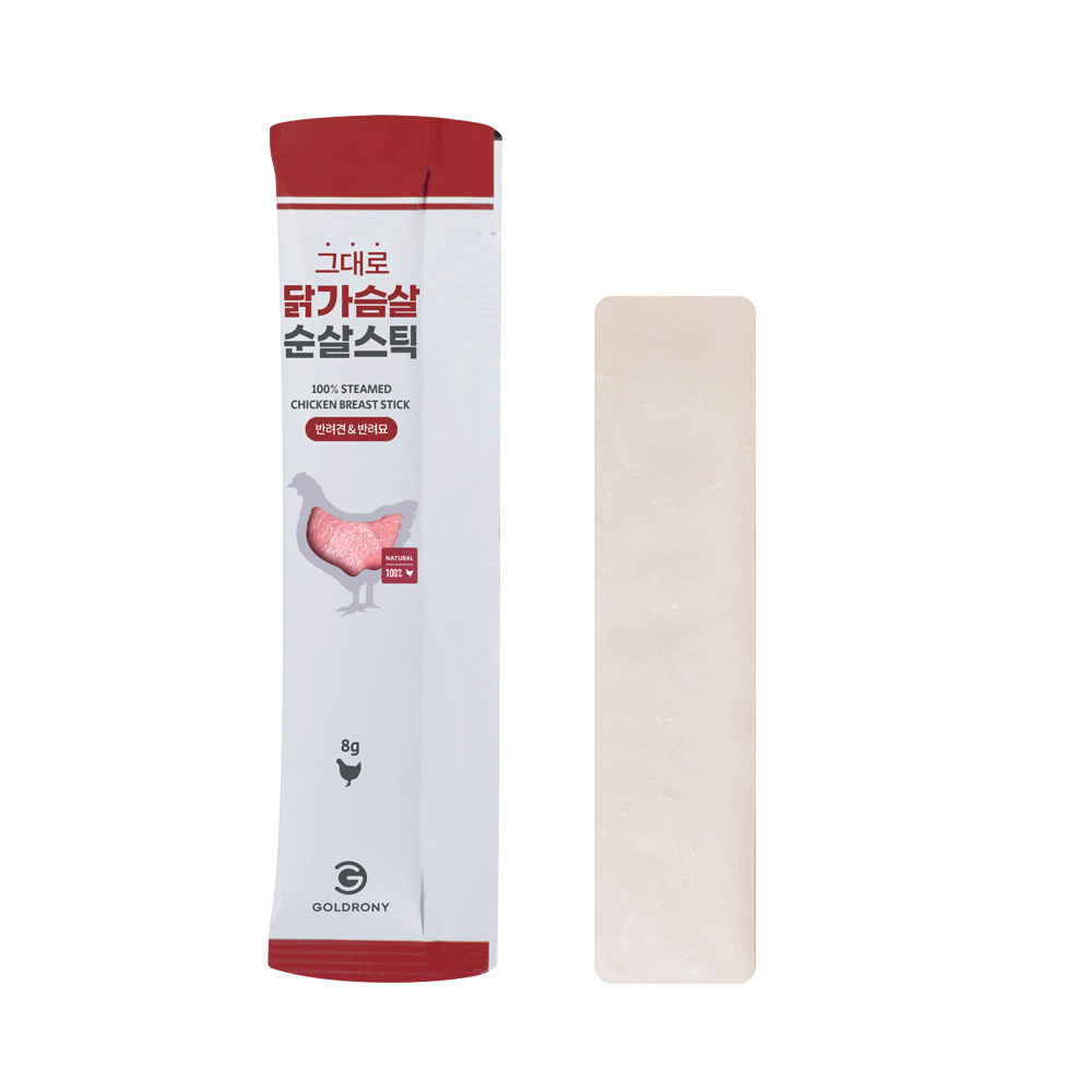 골드로니 그대로 순살스틱 강아지 애견 수제 츄르 반려견 펫푸드 간식 닭가슴살, 8g, 8개 - 상세 이미지 4