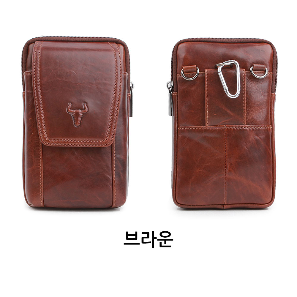 남자 허리 벨트 핸드폰 가방 모바일 폰백 힙색 겸용 미니 크로스백 고급 웨이스트백 - 상세 이미지 2