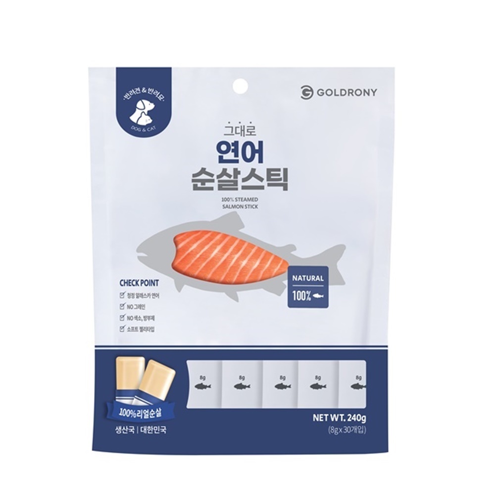 골드로니 그대로 순살스틱 연어 30개입 고양이 간식 - 상세 이미지 2