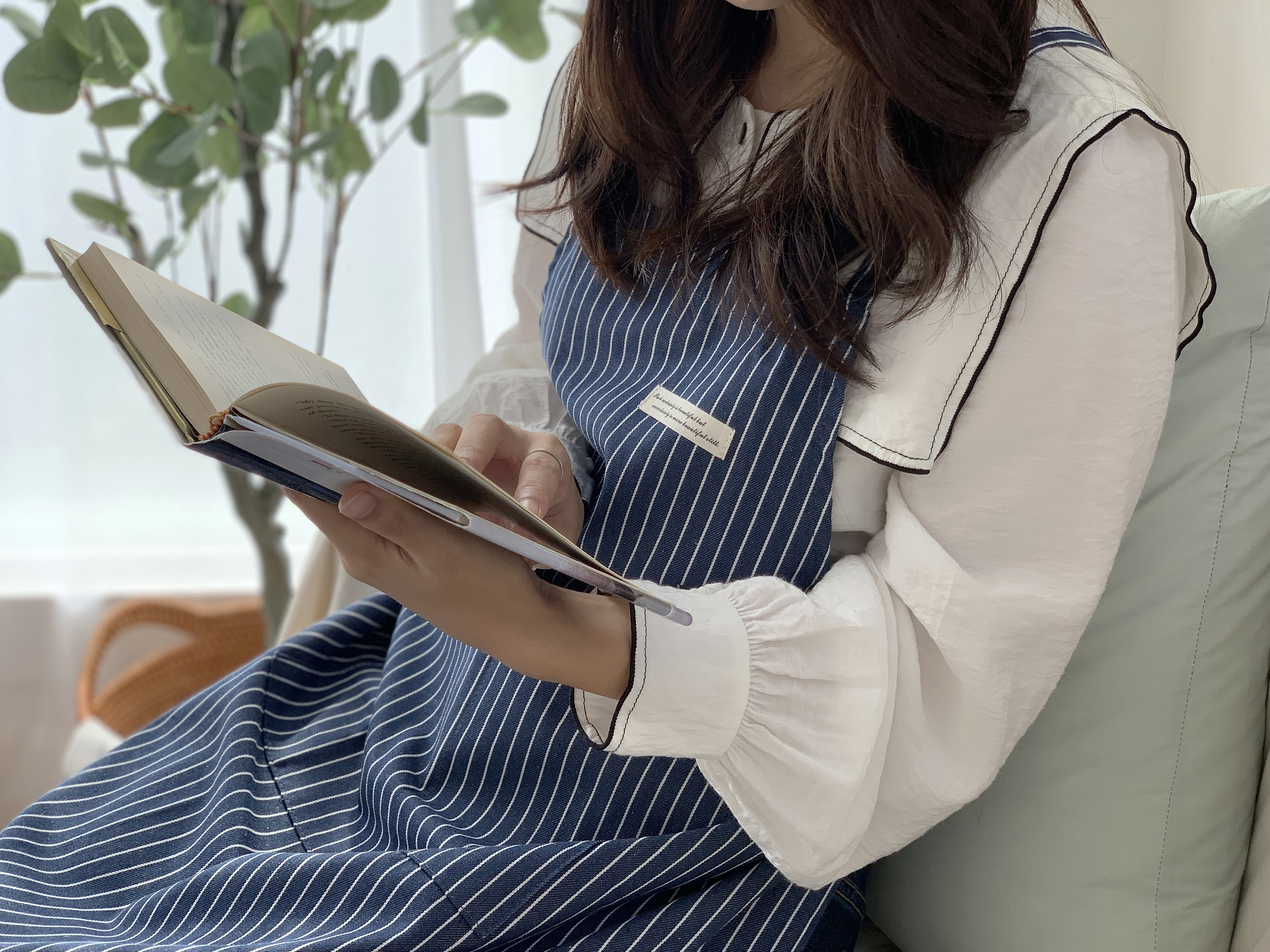 잔스트라이프 순면 워싱 공방 단체 서빙 바리스타 카페 앞치마 : 한스갤러리