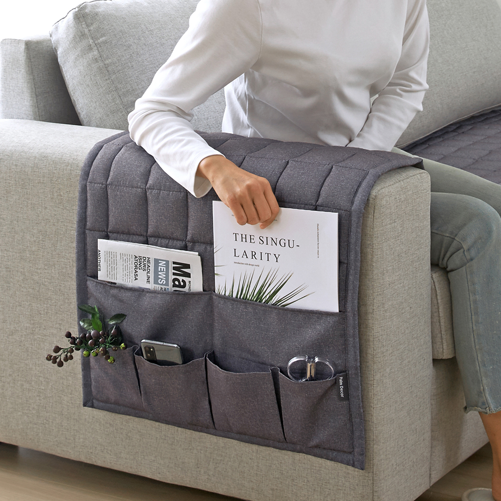 팜데코 멜란지 쇼파 팔걸이 수납 소파패드 소파매트