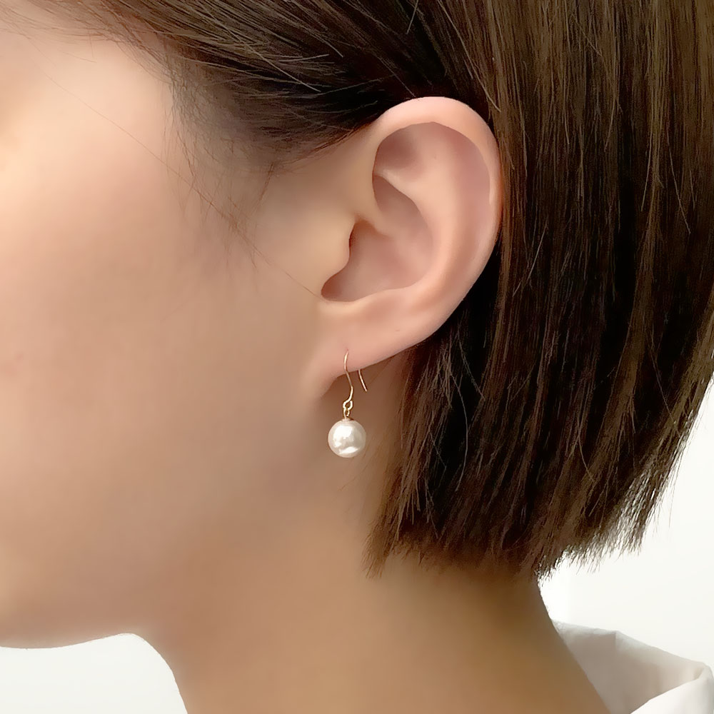 14k 진주 후크 귀걸이 8mm OPPE1360 - 상세 이미지 2