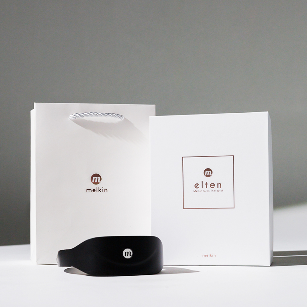 멜킨 저주파 목마사지기 엘튼 넥테라피스트 무선 휴대용 온열 목 안마기 넥마사지 클래식블랙