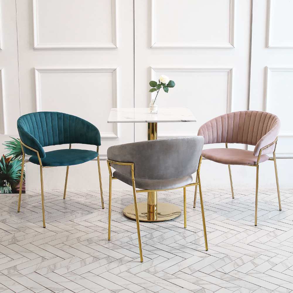 엘리 골드벨벳 카페 인테리어 디자인 철제 식탁의자