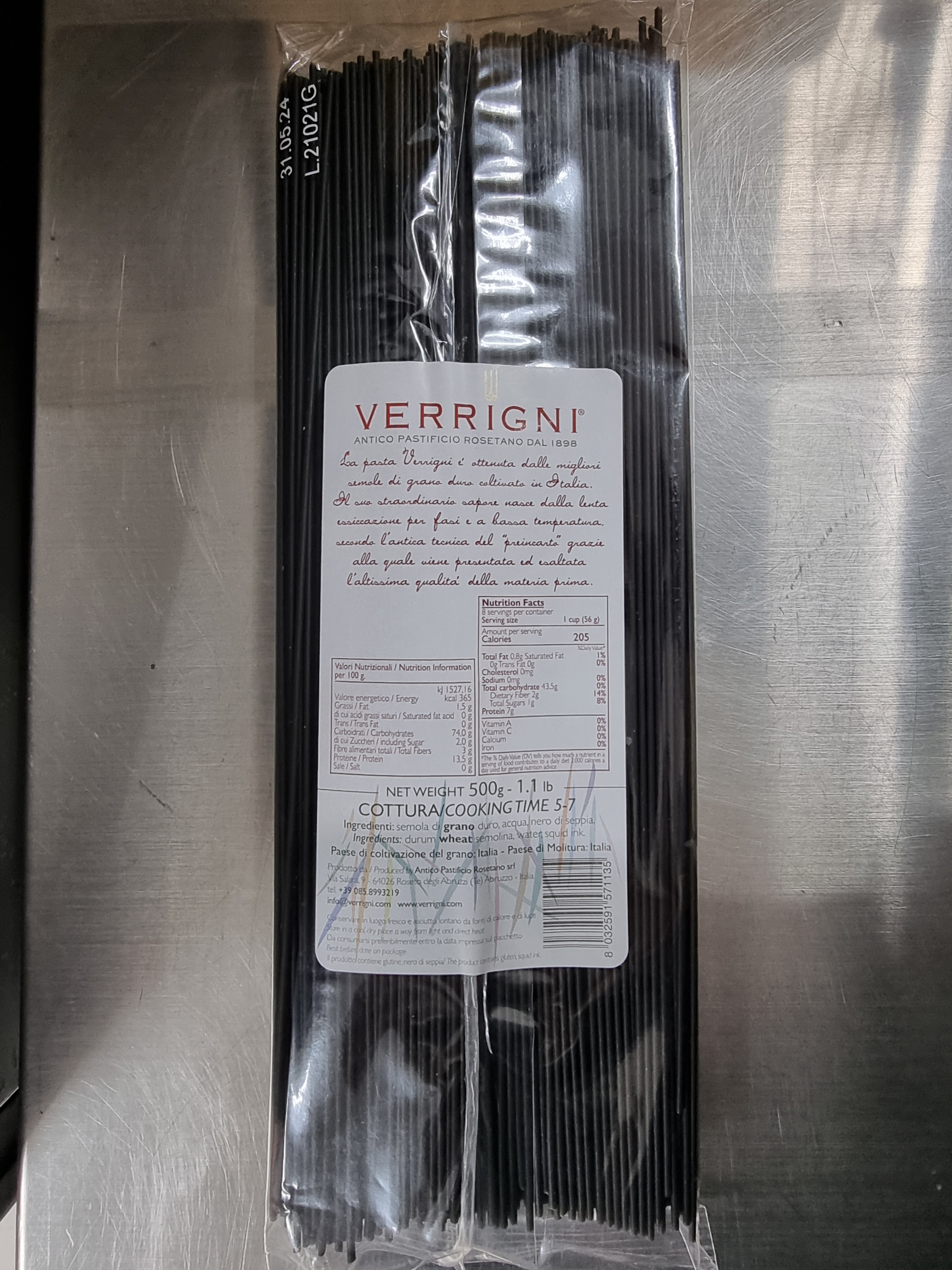 베르기니 오징어 먹물 스파게티면 500g (1.1lb) - 상세 이미지 2