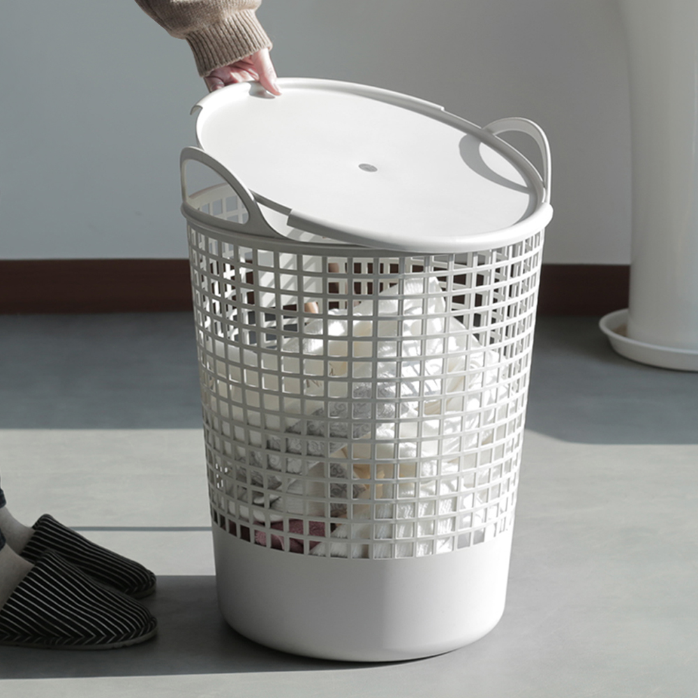 국산  뚜껑 메쉬 빨래바구니 40L  빨래바스켓 보관함 대용량 세탁바구니