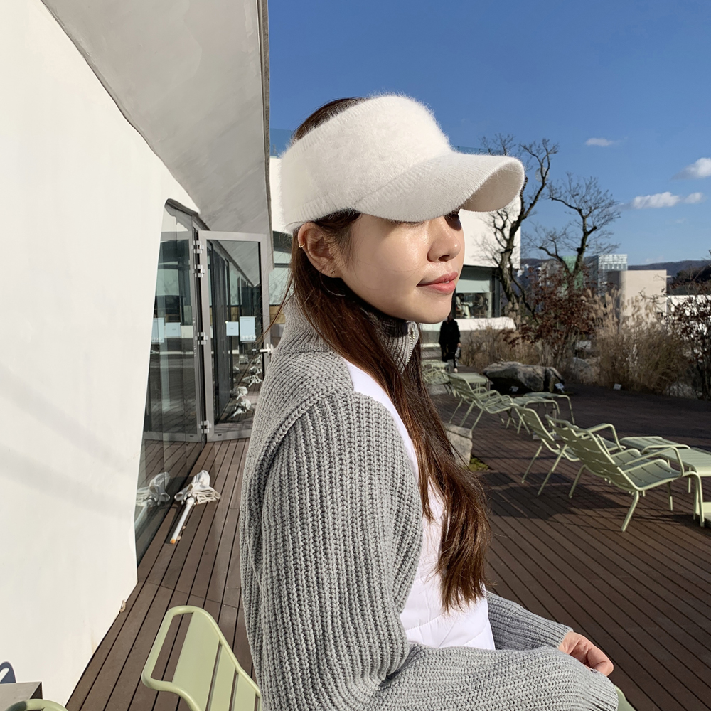 겨울 앙고라 여성 골프모자 골프 버킷햇 볼캡 복장 여자 골프 썬캡 선바이저 - 상세 이미지 3