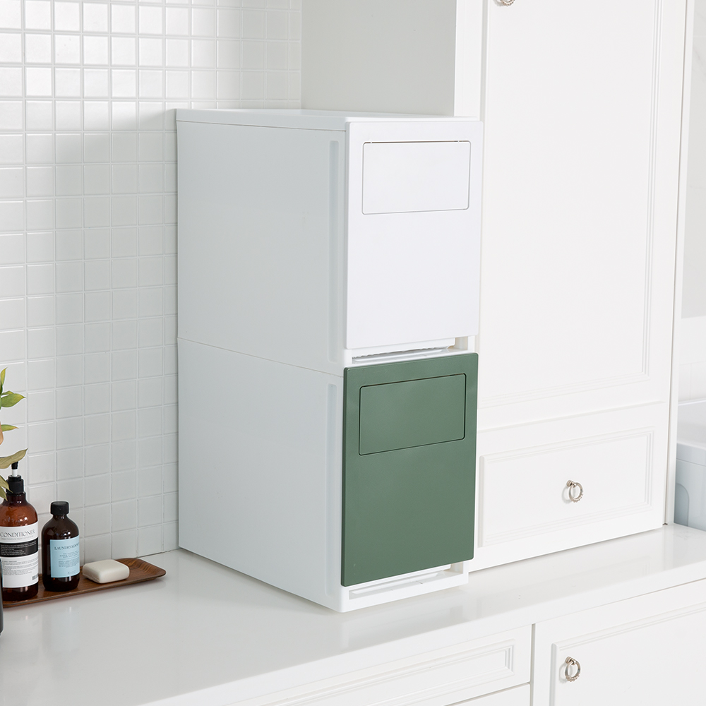 [도착보장] 디큐브 가정용 재활용 분리수거함 2단 푸쉬타입