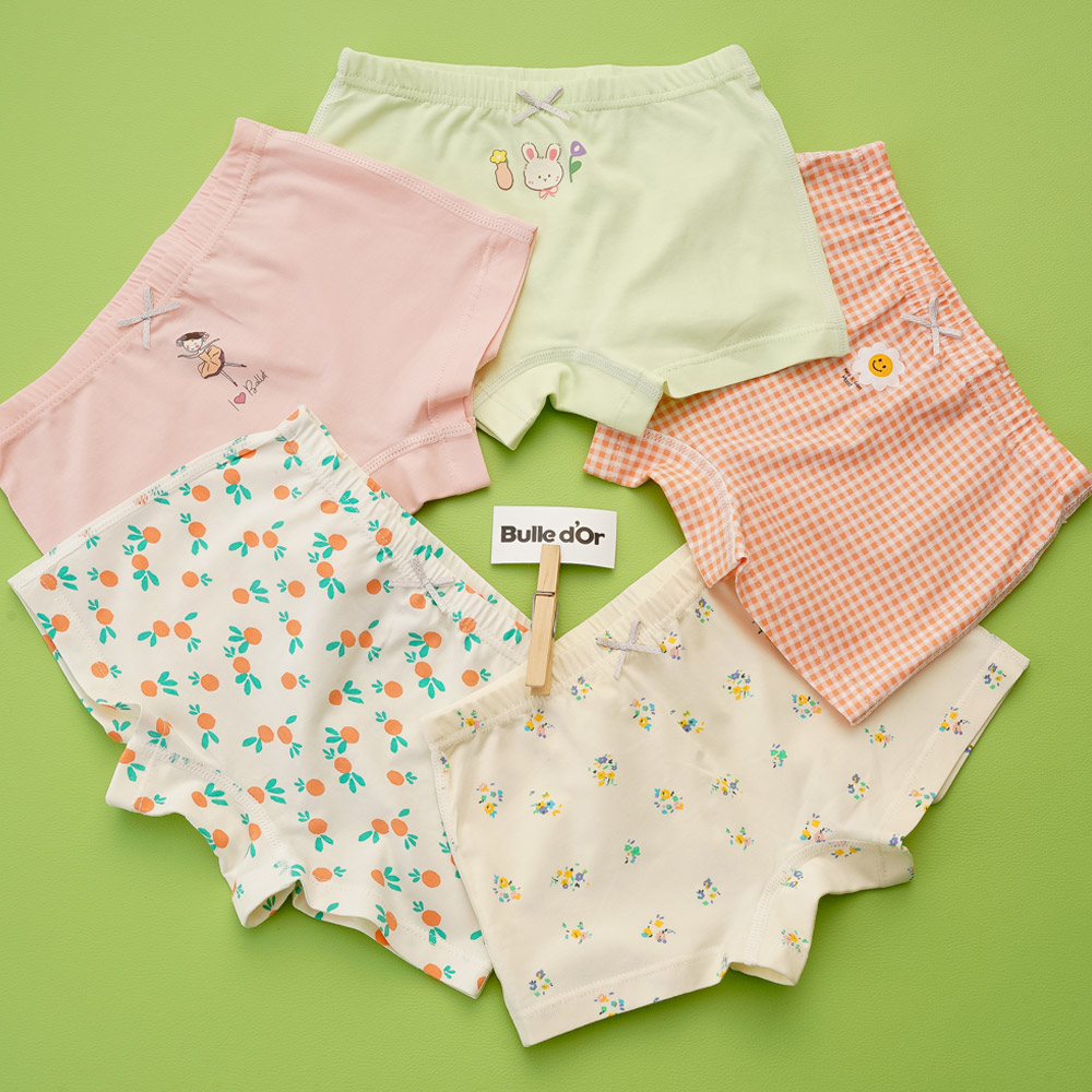 [빌도르] 에그플라워 5매 여아 사각 드로즈 팬티 속옷 세트 제품 이미지