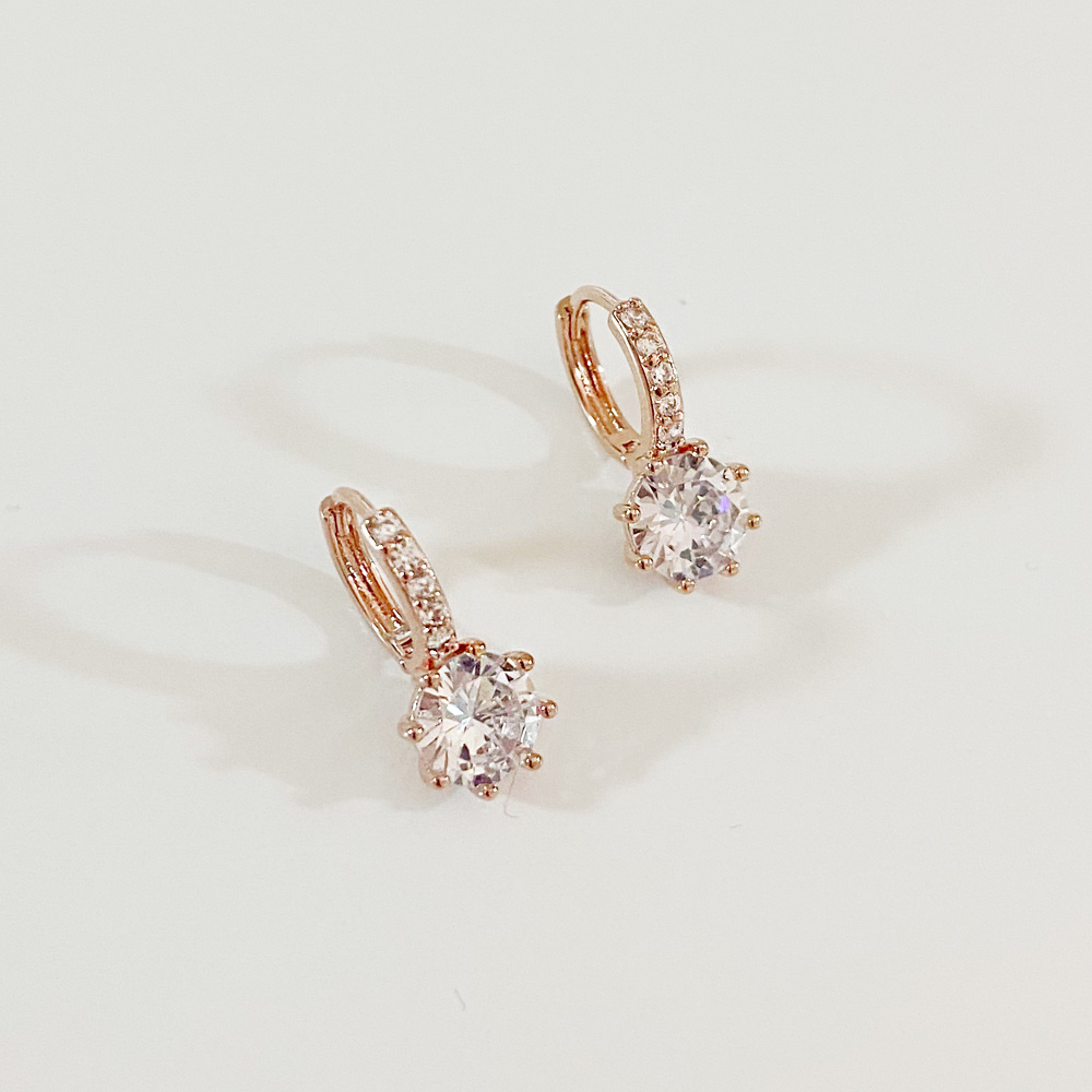 14K 골드필드침 아델라 큐빅 포인트 원터치링 무알러지 금침귀걸이
