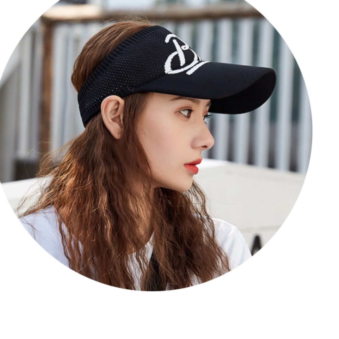 테니스썬캡 썬 모자 차광모자 얼굴 햇빛 가리개 운동 선 햇볕 휴대용 블랙 화이트 핑크 - 상세 이미지 2