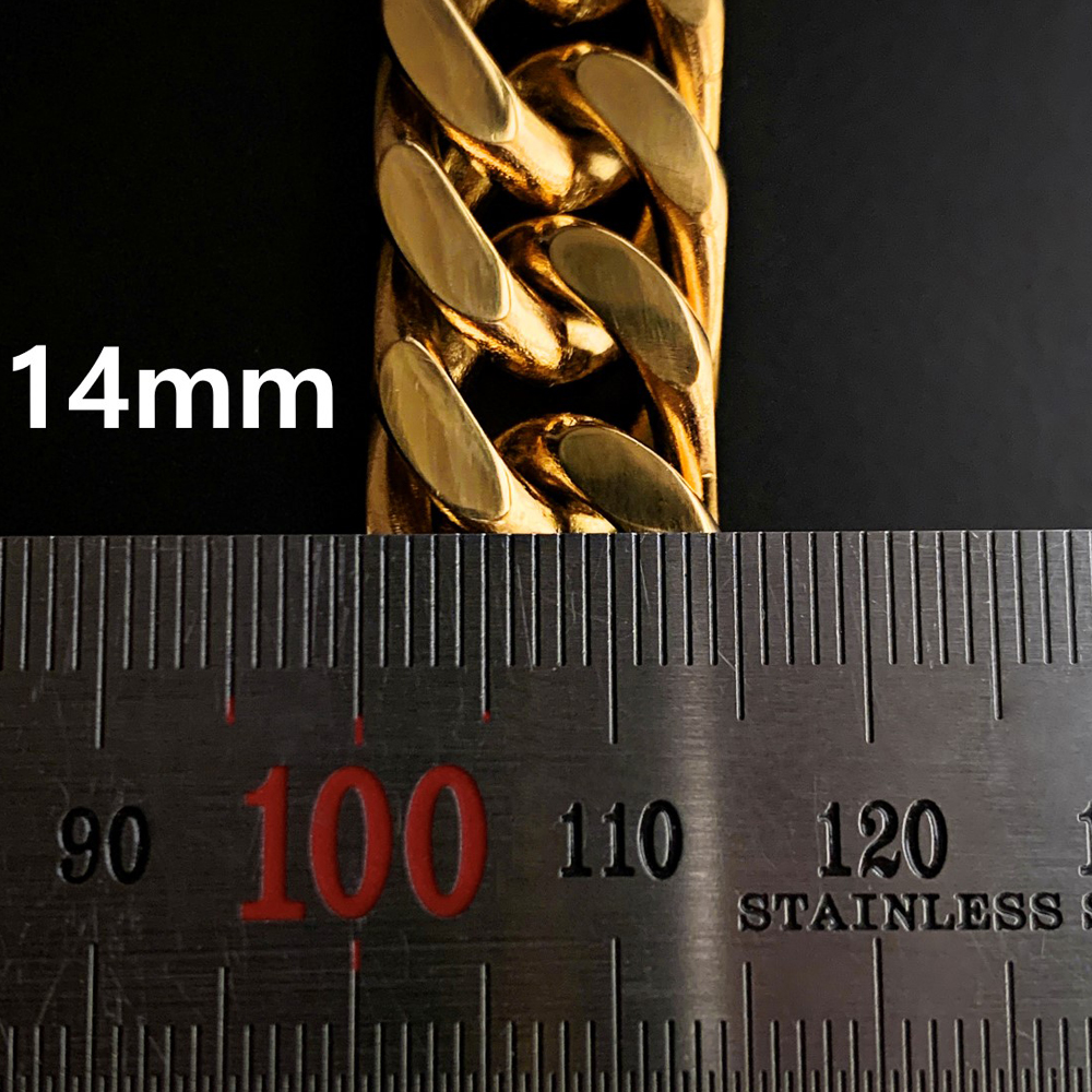 남자팔찌 골드 체인 써지컬스틸 14mm 금팔찌 이미지 8