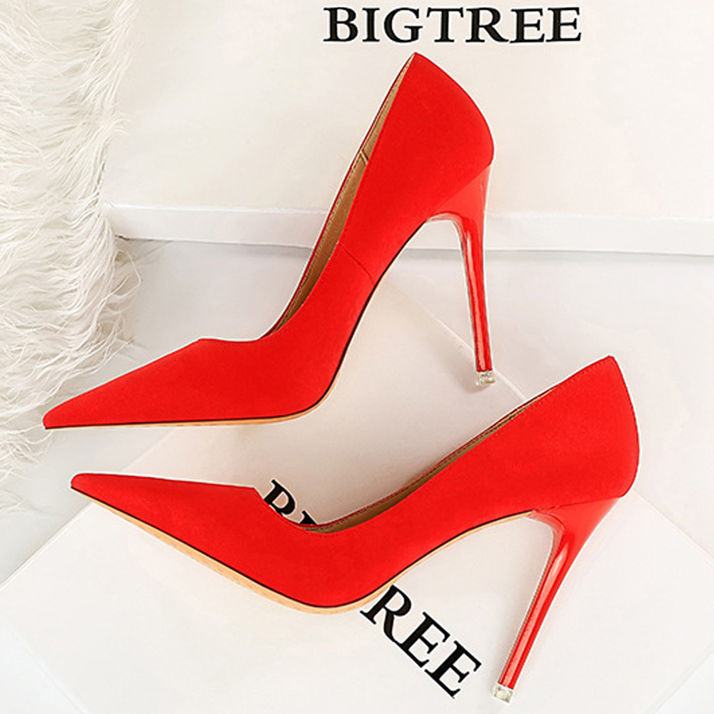 220-265 마스케 10cm 스웨이드 여자 하이힐 펌프스 구두 4color : 시크치노