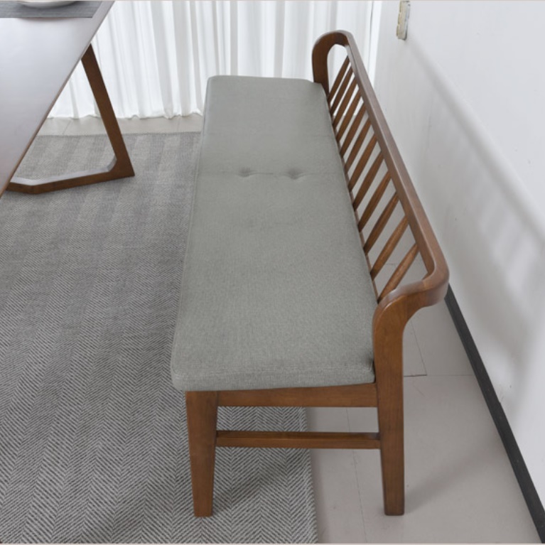 3인용 벤치형 의자 원목 긴 의자 등받이 벤치의자 고급 식탁 인조가죽 일자형 인테리어