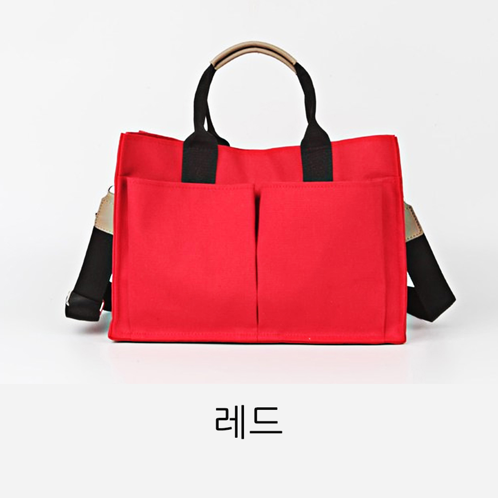 여대생 캔버스백 여자 서류가방 스퀘어 천 면 큰 빅사이즈 가벼운 에코 토트 크로스백 가방 - 상세 이미지 5