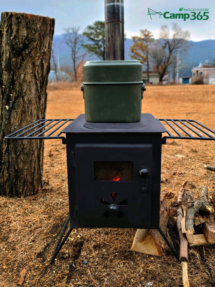 캠프365 화목난로 260 캠핑 화로대 미니화로 차박 불멍 요리 장작 난방 연통 동계캠핑