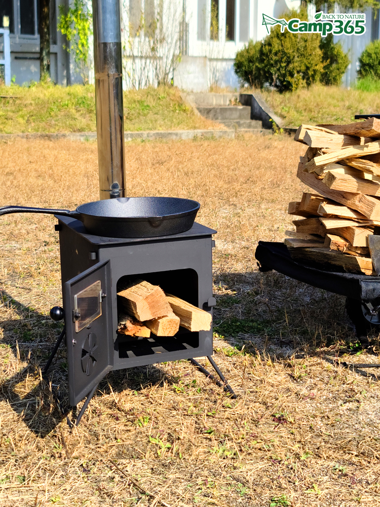 캠프365 화목난로 260 캠핑 화로대 미니화로 차박 불멍 요리 장작 난방 연통 동계캠핑