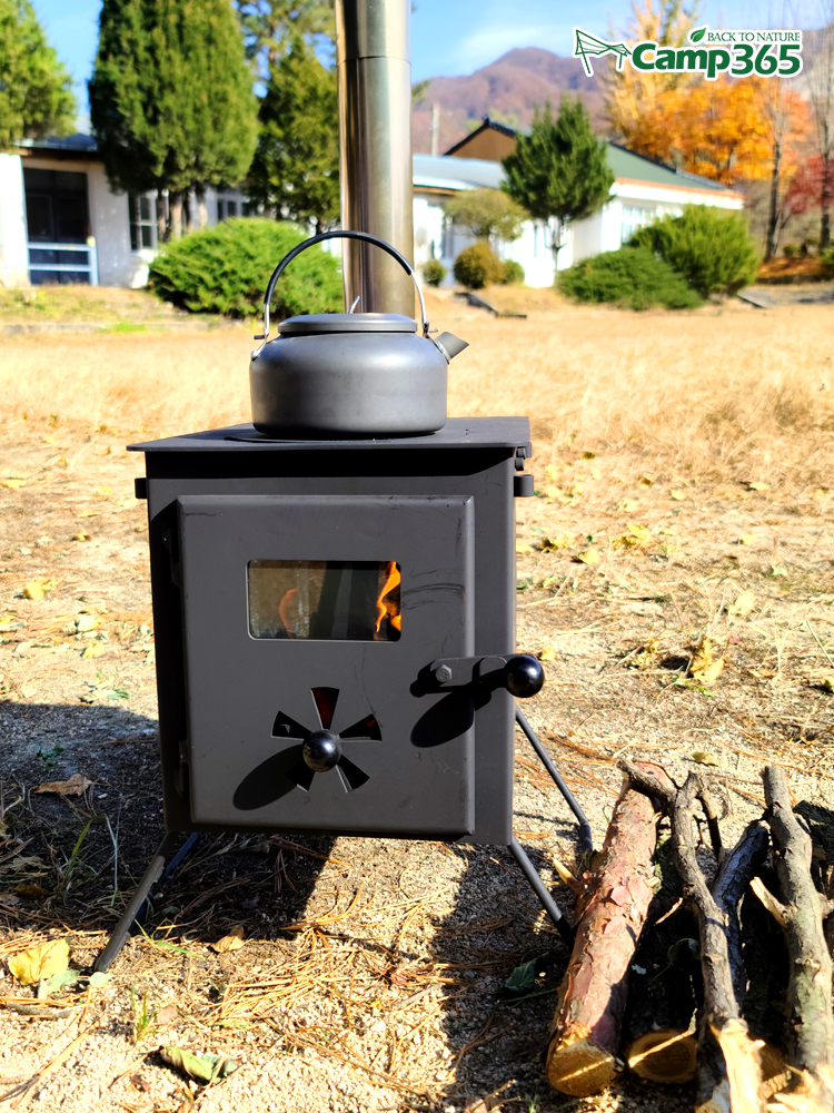 캠프365 화목난로 260 캠핑 화로대 미니화로 차박 불멍 요리 장작 난방 연통 동계캠핑