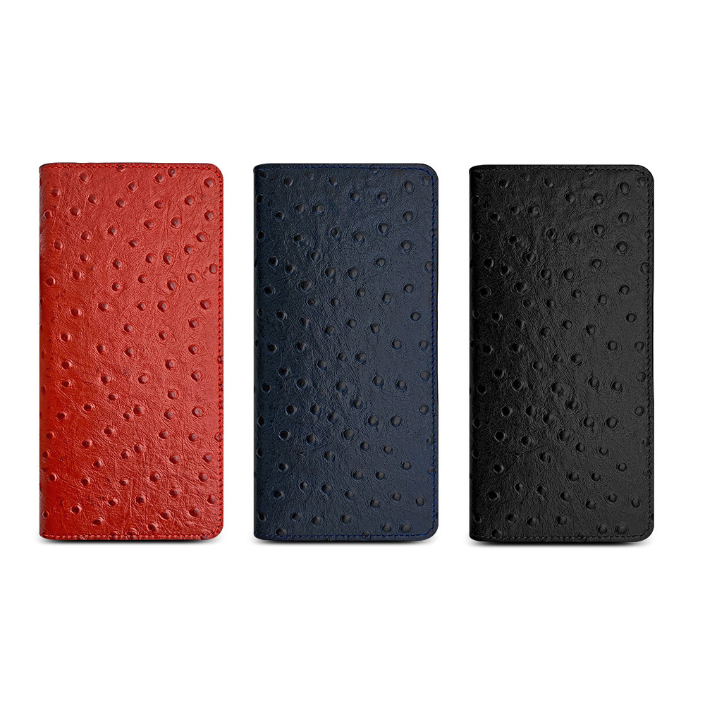 타조패턴 천연소가죽 다이어리 핸드폰 지갑 케이스 제논 레드, 갤럭시S22 울트라 - 상세 이미지 2