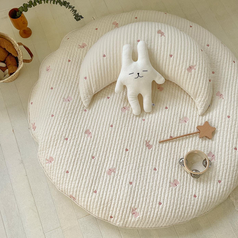 올포홈 100수 누빔 별고미 러빗 포람이 아기 원형 러그 목화솜 놀이매트 분리형 이미지 2