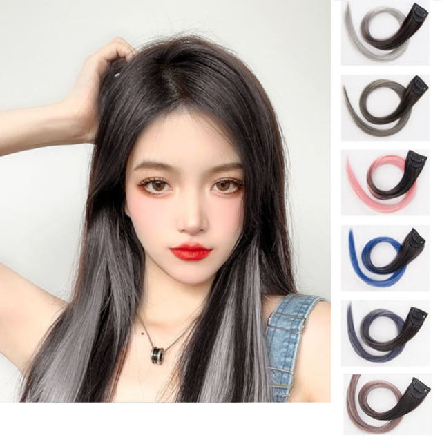 데일리 패션 브릿지 포인트 붙임머리 똑딱이 부분가발 투톤