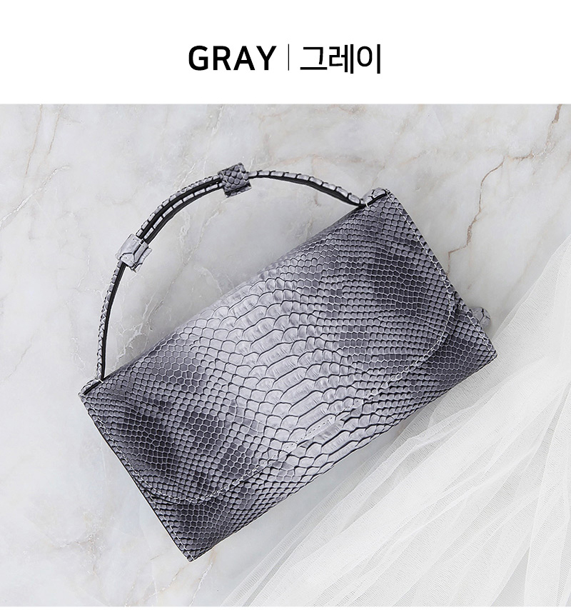 스네이크 패턴 레더 고급 미니백 여성 정장 캐주얼 체인 크로스백 플랩 핸드백 가방 - 상세 이미지 3