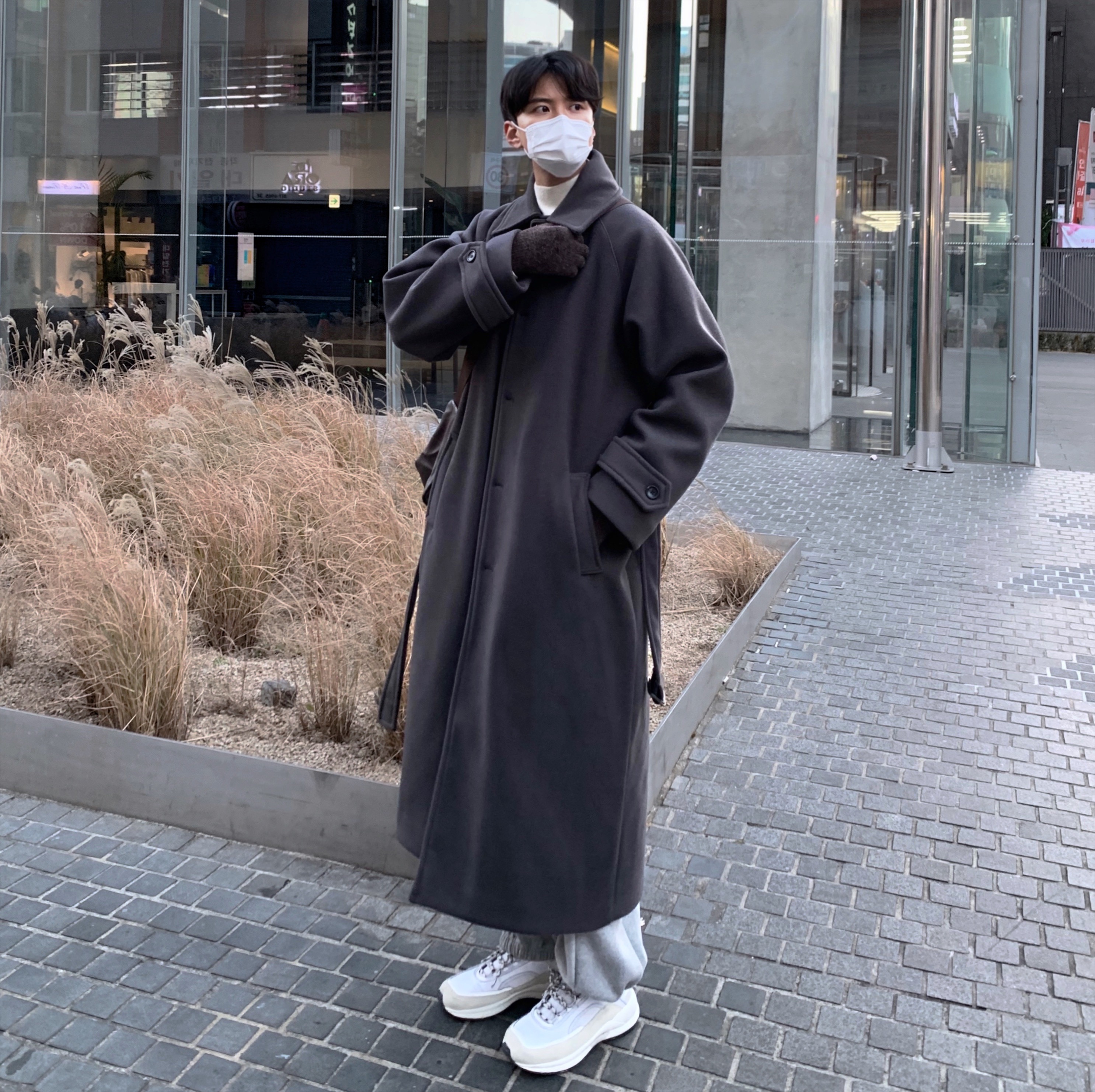 롱 남자 발마칸 겨울 오버핏 울 로브 맥 코트 130cm 제품 이미지