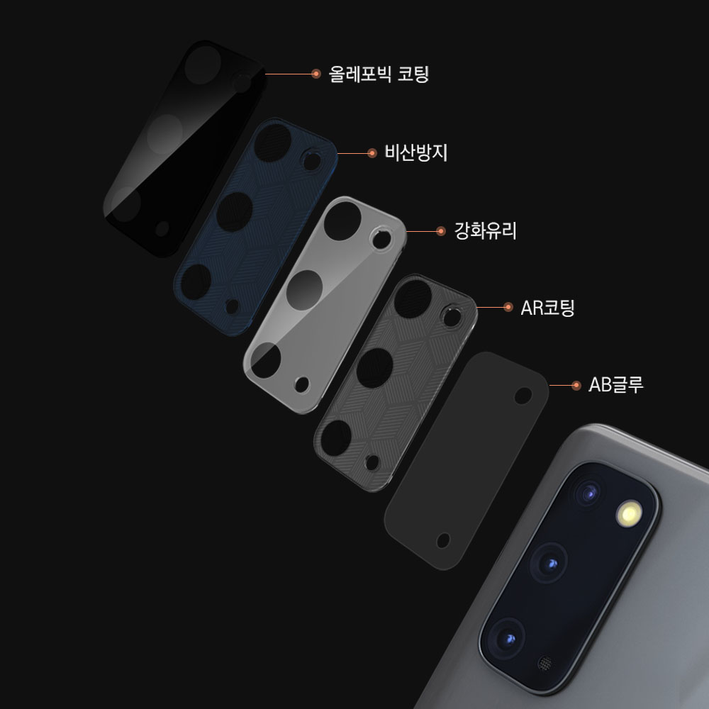갤럭시S20 플러스 카메라 보호필름 강화유리 풀커버 2매 이미지 6