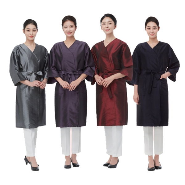 라인가운 라운드 트임 가운 미용실 손님용 : 오렌지뷰티