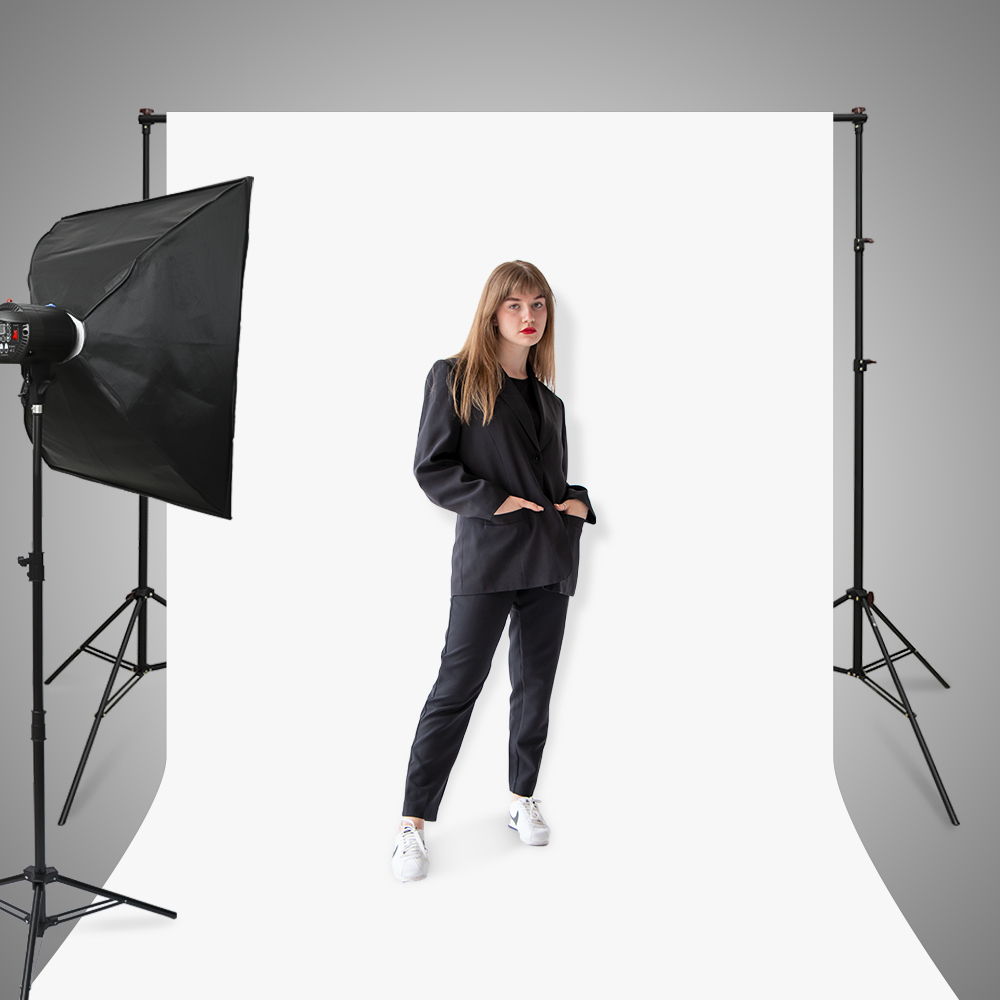 촬영 배경천 촬영용 천 크로마키 스크린 배경지 거치대 집게 세트 화이트